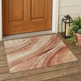 3' X 5' Blush And Pink Abstract Washable Indoor Outdoor Area Rug