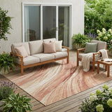 5' X 8' Blush And Pink Abstract Washable Indoor Outdoor Area Rug