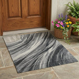 3' X 5' Gray And Graphite Abstract Washable Indoor Outdoor Area Rug