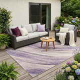 5' X 8' Lavender And Purple Abstract Washable Indoor Outdoor Area Rug