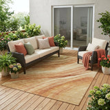5' X 8' Salmon And Orange Abstract Washable Indoor Outdoor Area Rug