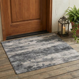 3' X 5' Gray And Graphite Abstract Washable Indoor Outdoor Area Rug