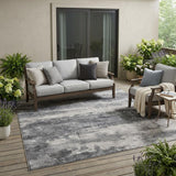 5' X 8' Gray And Graphite Abstract Washable Indoor Outdoor Area Rug