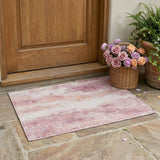 3' X 5' Pink And Tan Abstract Washable Indoor Outdoor Area Rug