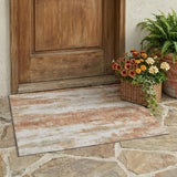 3' X 5' Orange And Ivory Abstract Washable Indoor Outdoor Area Rug