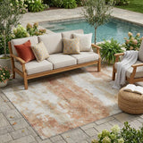 5' X 8' Orange And Ivory Abstract Washable Indoor Outdoor Area Rug