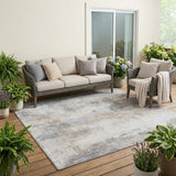 5' X 8' Silver And Gray Abstract Washable Indoor Outdoor Area Rug