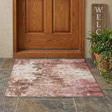 3' X 5' Blush And Pink Abstract Washable Indoor Outdoor Area Rug