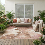 5' X 8' Blush And Pink Abstract Washable Indoor Outdoor Area Rug