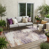 5' X 8' Gray And Tan Abstract Washable Indoor Outdoor Area Rug