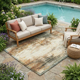 5' X 8' Orange And Beige Abstract Washable Indoor Outdoor Area Rug