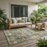 5' X 8' Pewter And Gray Abstract Washable Indoor Outdoor Area Rug
