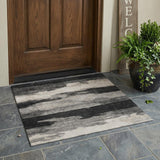3' X 5' Black And Graphite Abstract Washable Indoor Outdoor Area Rug