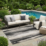 5' X 8' Black And Graphite Abstract Washable Indoor Outdoor Area Rug