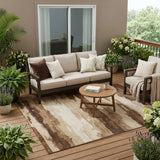 5' X 8' Chocolate And Brown Abstract Washable Indoor Outdoor Area Rug
