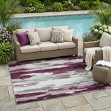 5' X 8' Merlot And Red Abstract Washable Indoor Outdoor Area Rug