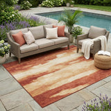 5' X 8' Orange And Red Abstract Washable Indoor Outdoor Area Rug
