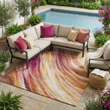 5' X 8' Blush And Pink Abstract Washable Indoor Outdoor Area Rug