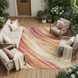 8' X 10' Blush And Pink Abstract Washable Indoor Outdoor Area Rug