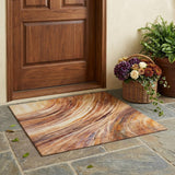 3' X 5' Orange And Brown Abstract Washable Indoor Outdoor Area Rug