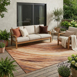 5' X 8' Orange And Brown Abstract Washable Indoor Outdoor Area Rug