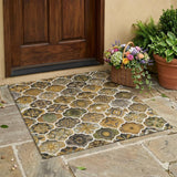 3' X 5' Brown And Chocolate Ogee Washable Indoor Outdoor Area Rug