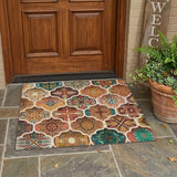 3' X 5' Copper And Orange Ogee Washable Indoor Outdoor Area Rug
