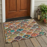 3' X 5' Coral And Orange Ogee Washable Indoor Outdoor Area Rug