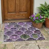 3' X 5' Plum And Purple Ogee Washable Indoor Outdoor Area Rug