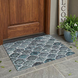 3' X 5' Pewter And Gray Ogee Washable Indoor Outdoor Area Rug