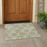 3' X 5' Taupe And Brown Ogee Washable Indoor Outdoor Area Rug