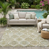 5' X 8' Taupe And Brown Ogee Washable Indoor Outdoor Area Rug