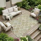 8' X 10' Taupe And Brown Ogee Washable Indoor Outdoor Area Rug