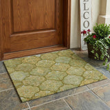 3' X 5' Green And Gold Ogee Washable Indoor Outdoor Area Rug