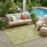 5' X 8' Green And Gold Ogee Washable Indoor Outdoor Area Rug