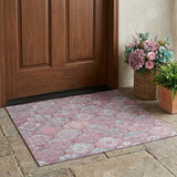 3' X 5' Blush And Pink Ogee Washable Indoor Outdoor Area Rug
