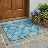 3' X 5' Teal Blue And Aqua Ogee Washable Indoor Outdoor Area Rug
