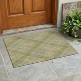 3' X 5' Beige And Brown Plaid Washable Indoor Outdoor Area Rug