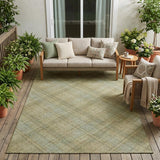 5' X 8' Beige And Brown Plaid Washable Indoor Outdoor Area Rug