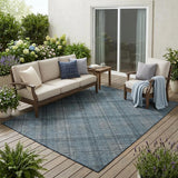 5' X 8' Blue And Graphite Plaid Washable Indoor Outdoor Area Rug