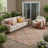 5' X 8' Copper And Orange Plaid Washable Indoor Outdoor Area Rug