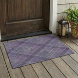 3' X 5' Plum And Purple Plaid Washable Indoor Outdoor Area Rug