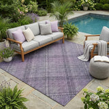 5' X 8' Plum And Purple Plaid Washable Indoor Outdoor Area Rug