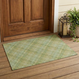 3' X 5' Sage And Green Plaid Washable Indoor Outdoor Area Rug