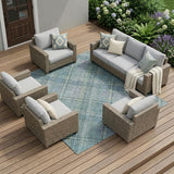 8' X 10' Sky Blue And Blue Plaid Washable Indoor Outdoor Area Rug
