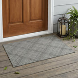 3' X 5' Silver And Gray Plaid Washable Indoor Outdoor Area Rug