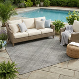 5' X 8' Silver And Gray Plaid Washable Indoor Outdoor Area Rug