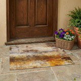 3' X 5' Brown And Beige Abstract Washable Indoor Outdoor Area Rug