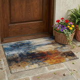3' X 5' Blue And Graphite Abstract Washable Indoor Outdoor Area Rug