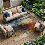8' X 10' Blue And Graphite Abstract Washable Indoor Outdoor Area Rug